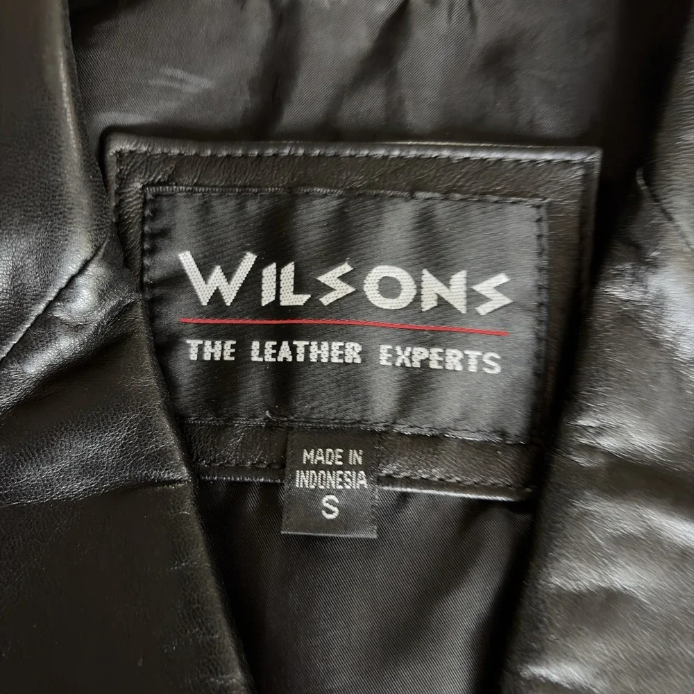 Vtg Wilsons Black Soft Leather Blazer Jacket Women S Tailored Career Y2K Classic